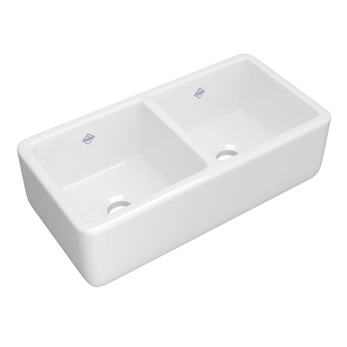 Shaws RC4018 40" Egerton Double Bowl Farmhouse Apron Front Fireclay Kitchen Sink