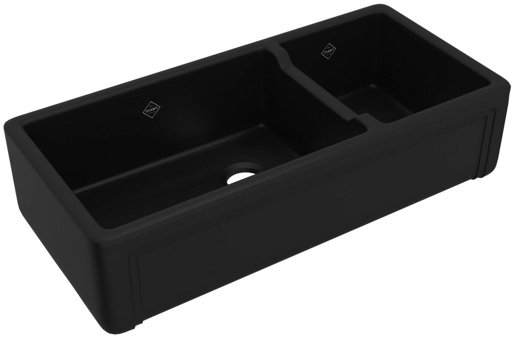 Shaws RC4018 40" Egerton Double Bowl Farmhouse Apron Front Fireclay Kitchen Sink