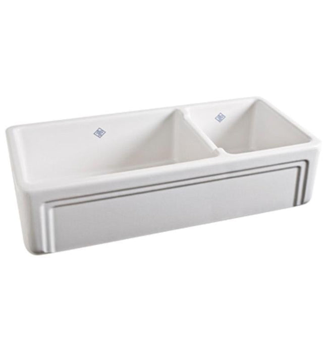 Shaws RC4018 40" Egerton Double Bowl Farmhouse Apron Front Fireclay Kitchen Sink
