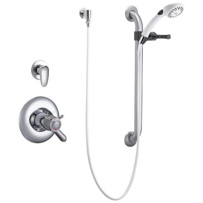 Delta T17TH305 Commercial Universal Dual Shower Trim, Diverter, Hand Shower, and Grab Bar