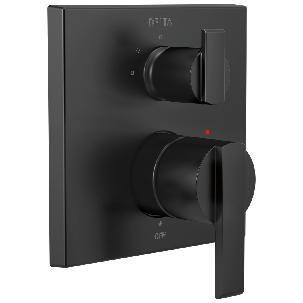 Delta Delta Ara: Angular Modern Monitor 14 Series Valve Trim with 3-Setting Integrated Diverter