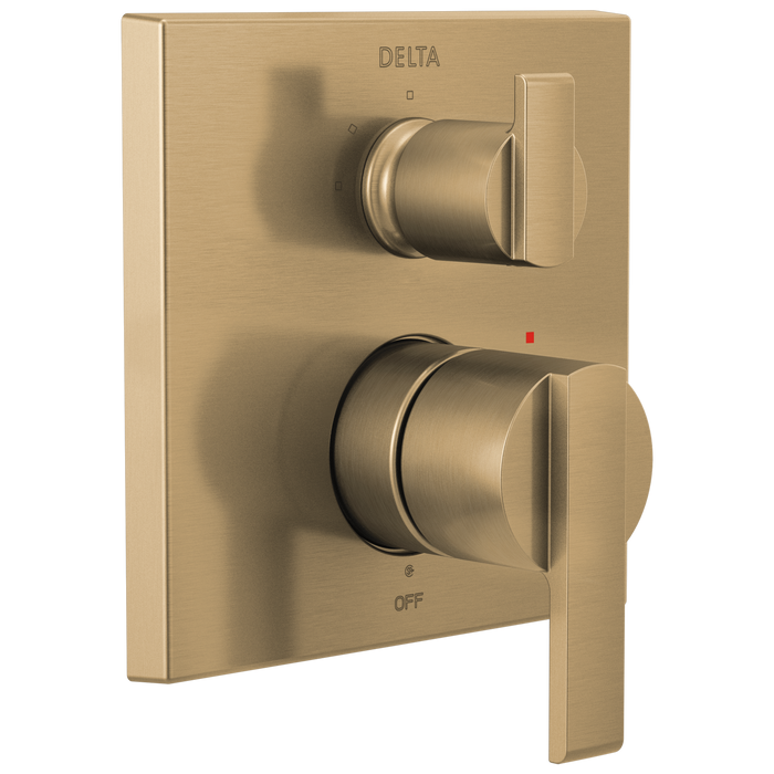 Delta Delta Ara: Angular Modern Monitor 14 Series Valve Trim with 3-Setting Integrated Diverter