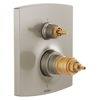 Brizo Kintsu: TempAssure Thermostatic Valve with Integrated 3-Function Diverter Trim - Less Handles