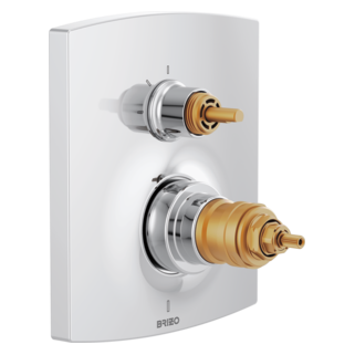 Brizo Kintsu: TempAssure Thermostatic Valve with Integrated 3-Function Diverter Trim - Less Handles