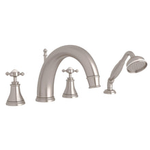 Load image into Gallery viewer, Perrin &amp;amp; Rowe U.3649 Georgian Era 4-Hole Deck Mount Tub Filler with C-Spout
