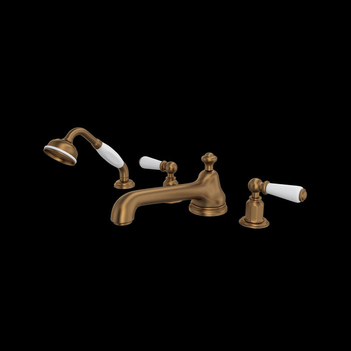 Perrin & Rowe U.3737 Edwardian 4-Hole Deck Mount Tub Filler with Low Spout