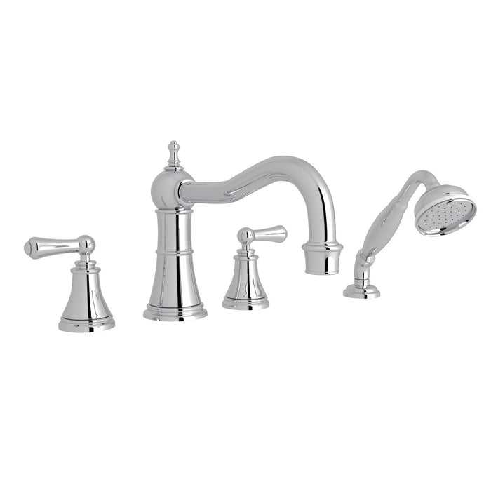 Perrin & Rowe U.3747 Georgian Era 4-Hole Deck Mount Tub Filler with Column Spout