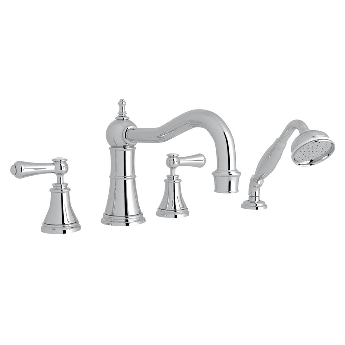 Perrin & Rowe U.3747 Georgian Era 4-Hole Deck Mount Tub Filler with Column Spout