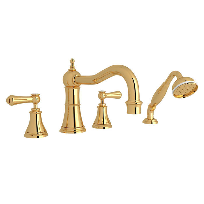 Perrin & Rowe U.3747 Georgian Era 4-Hole Deck Mount Tub Filler with Column Spout