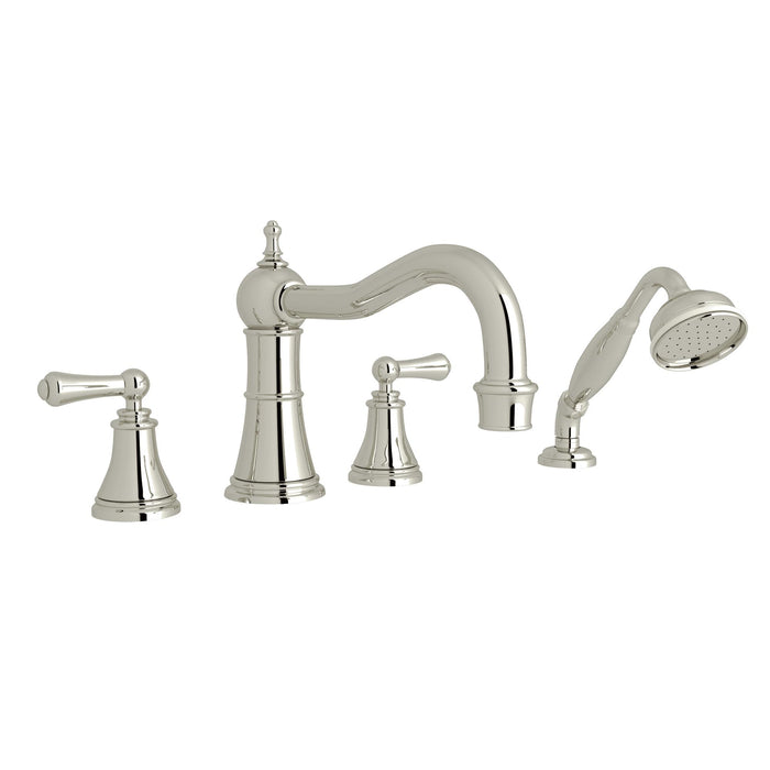 Perrin & Rowe U.3747 Georgian Era 4-Hole Deck Mount Tub Filler with Column Spout