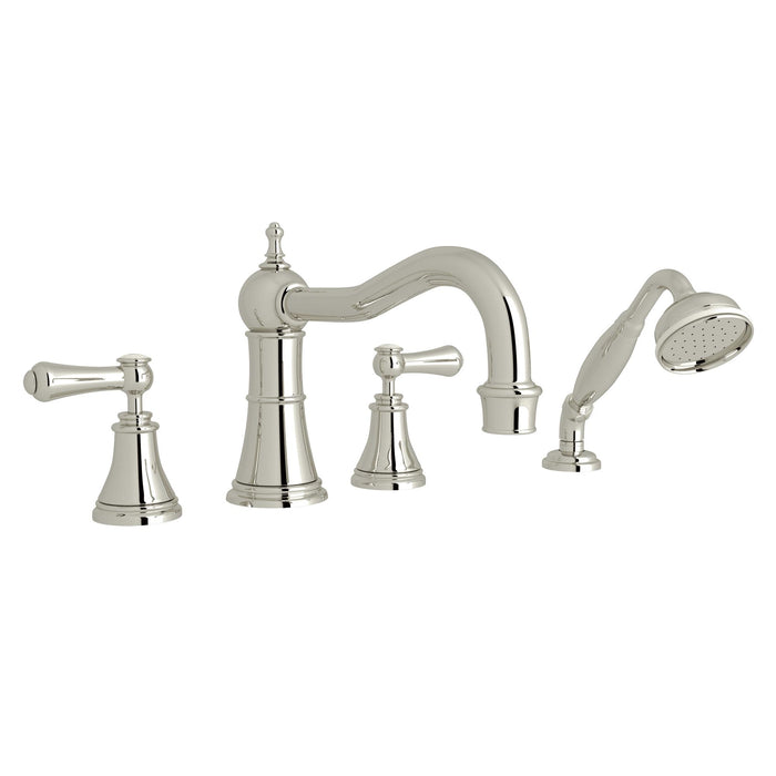 Perrin & Rowe U.3747 Georgian Era 4-Hole Deck Mount Tub Filler with Column Spout