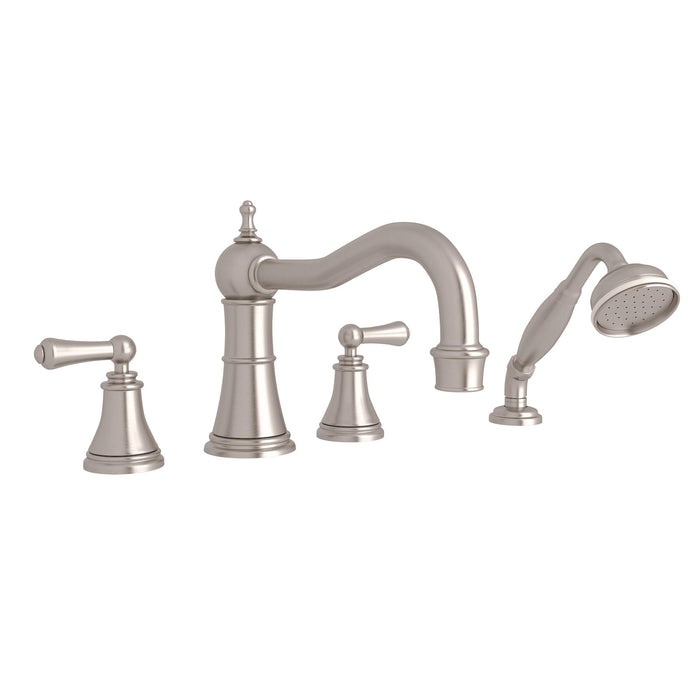 Perrin & Rowe U.3747 Georgian Era 4-Hole Deck Mount Tub Filler with Column Spout