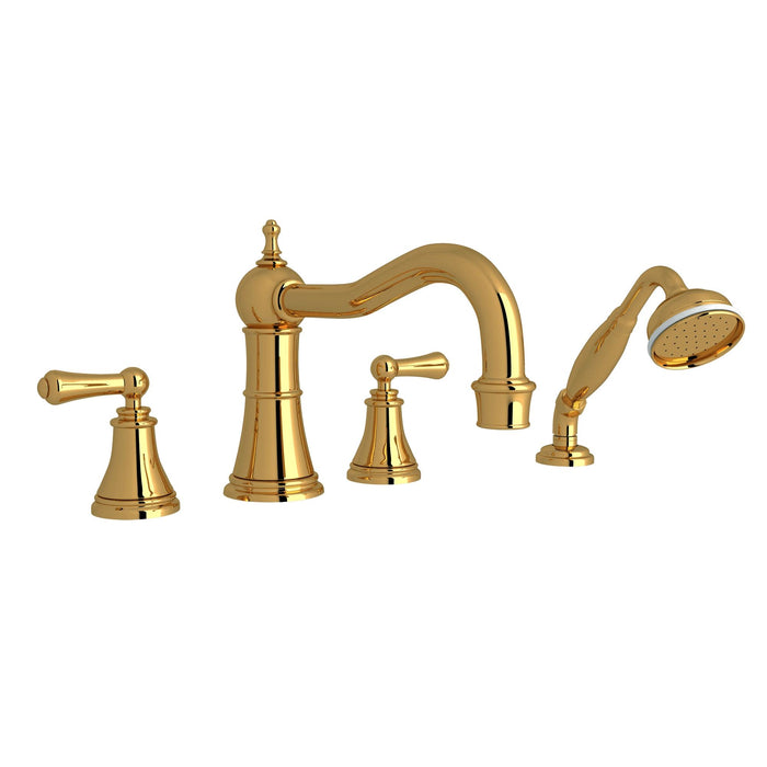 Perrin & Rowe U.3747 Georgian Era 4-Hole Deck Mount Tub Filler with Column Spout