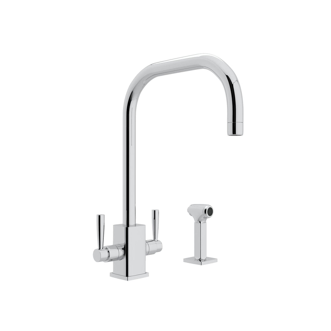 Perrin & Rowe U.4310 Holborn Two Handle Kitchen Faucet With U-Spout and Side Spray