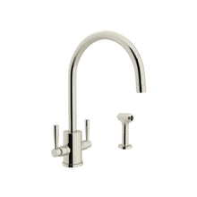 Load image into Gallery viewer, Perrin &amp;amp; Rowe U.4312 Holborn Two Handle Kitchen Faucet With C-Spout and Side Spray
