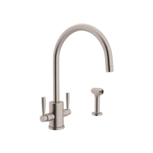 Load image into Gallery viewer, Perrin &amp;amp; Rowe U.4312 Holborn Two Handle Kitchen Faucet With C-Spout and Side Spray
