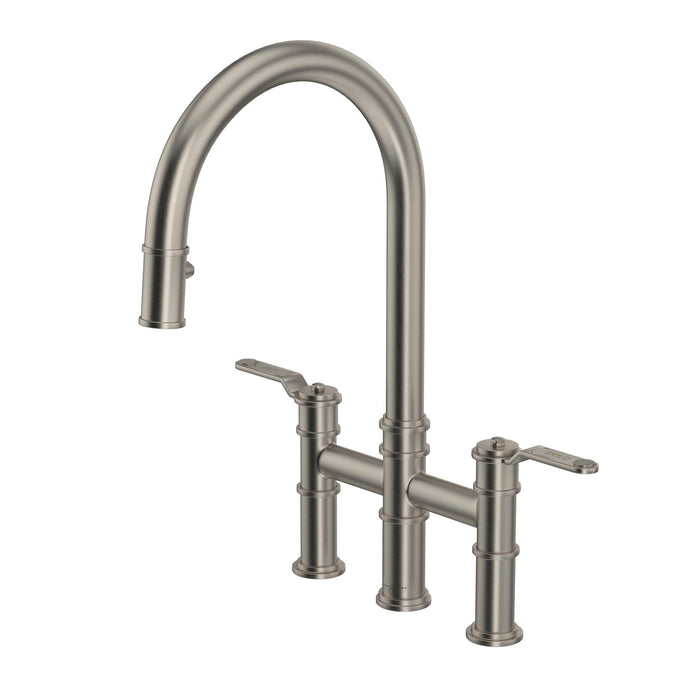 Perrin & Rowe U.4549 Armstrong Pull-Down Bridge Kitchen Faucet with C-Spout