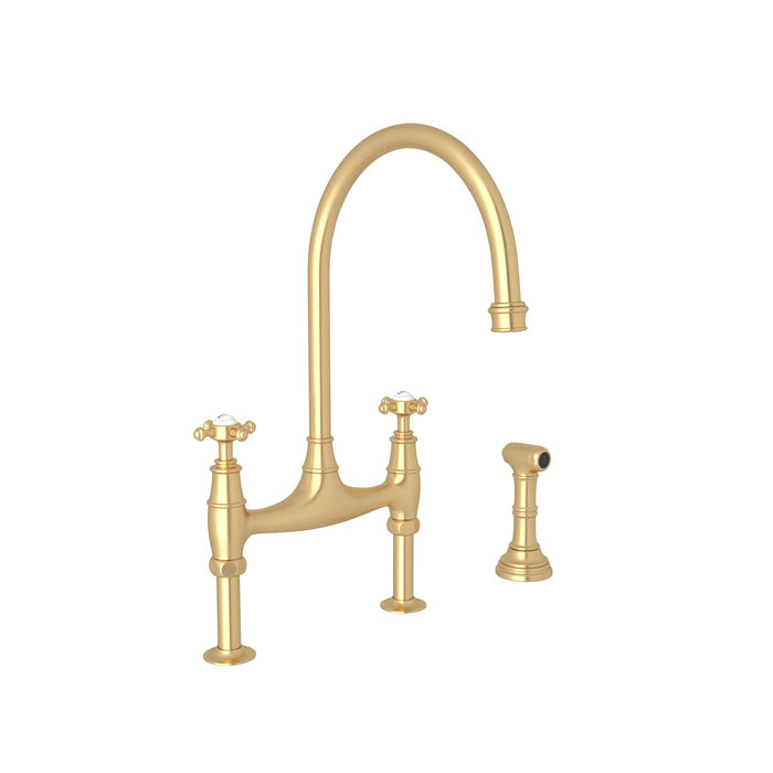 Perrin & Rowe U.4718 Georgian Era Bridge Kitchen Faucet With Side Spray