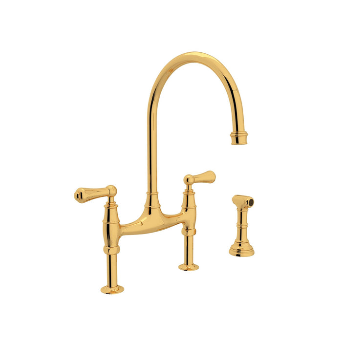 Perrin & Rowe U.4719 Georgian Era Bridge Kitchen Faucet With Side Spray