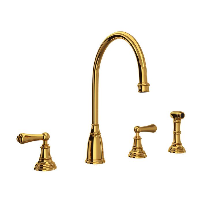 Perrin & Rowe U.4736 Georgian Era Two Handle Kitchen Faucet With Side Spray