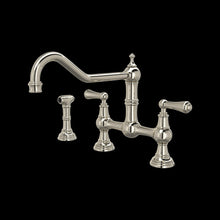 Load image into Gallery viewer, Perrin &amp;amp; Rowe U.4764 Edwardian Extended Spout Bridge Kitchen Faucet With Side Spray

