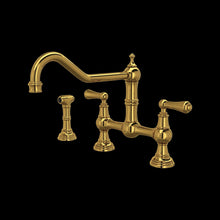 Load image into Gallery viewer, Perrin &amp;amp; Rowe U.4764 Edwardian Extended Spout Bridge Kitchen Faucet With Side Spray
