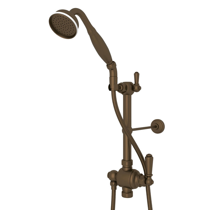 Perrin & Rowe U.5373N Riser Diverter, Handshower, Handshower Holder, Hose and 8" Thermostatic Outlet
