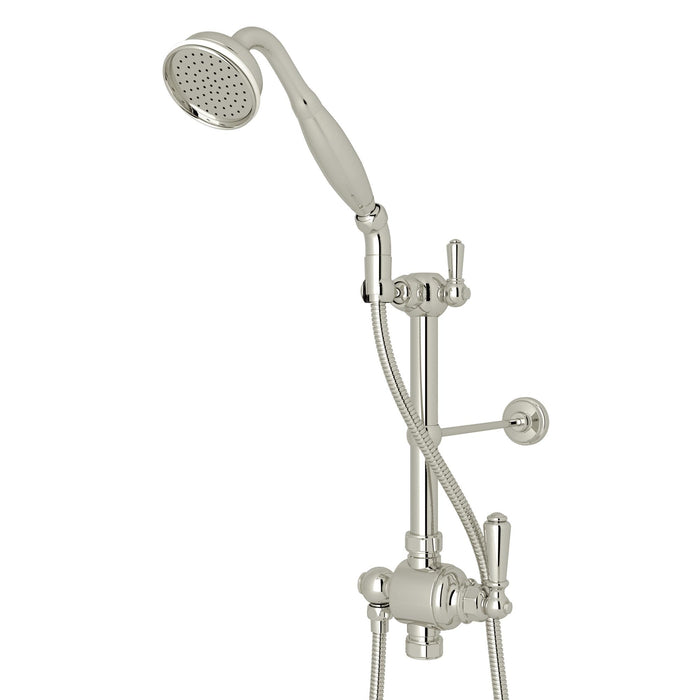 Perrin & Rowe U.5373N Riser Diverter, Handshower, Handshower Holder, Hose and 8" Thermostatic Outlet