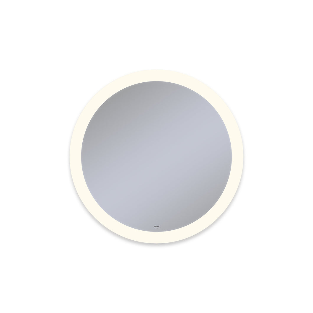 Vitality 30" diameter x 1-3/4" depth circle lighted mirror with perimeter light pattern, 2700 kelvin temperature (warm light), dimmable and defogger