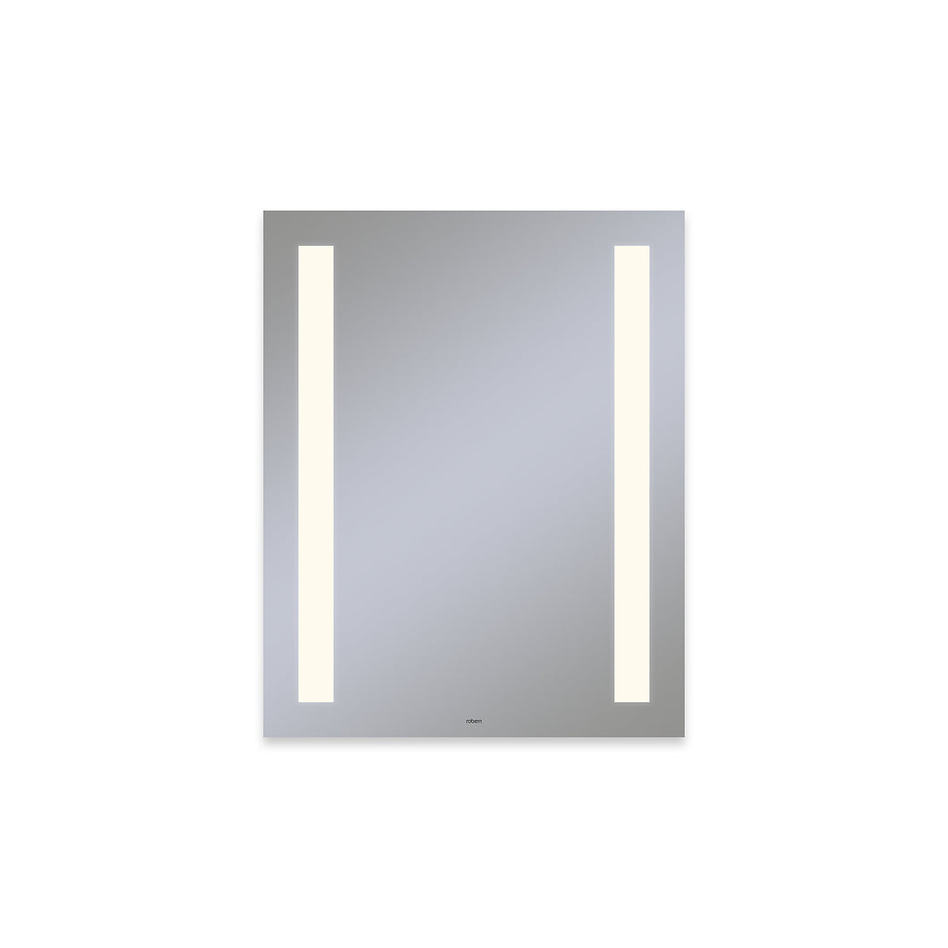Vitality 24" x 30" x 1-3/4" rectangle lighted mirror with column light pattern, 2700 kelvin temperature (warm light), dimmable and defogger
