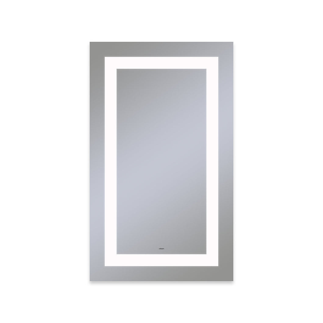 Vitality 24" x 40" x 1-3/4" rectangle lighted mirror with inset light pattern, 4000 kelvin temperature (cool light), dimmable and defogger