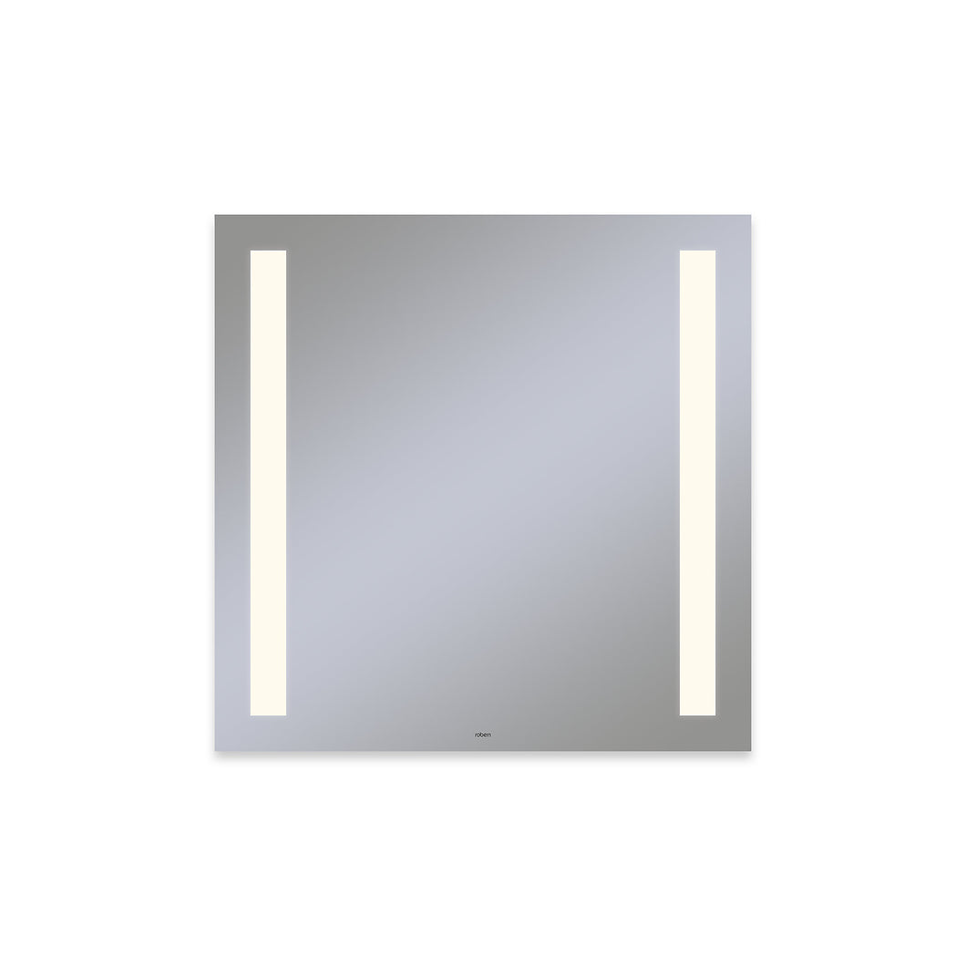 Vitality 30" x 30" x 1-3/4" rectangle lighted mirror with column light pattern, 2700 kelvin temperature (warm light), dimmable and defogger