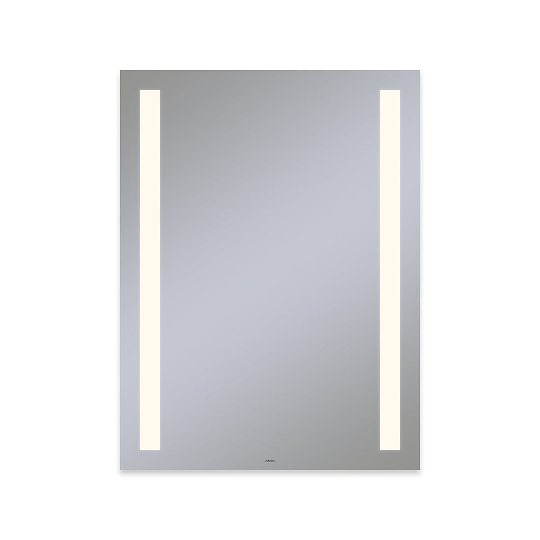 Vitality 30" x 40" x 1-3/4" rectangle lighted mirror with column light pattern, 2700 kelvin temperature (warm light), dimmable and defogger