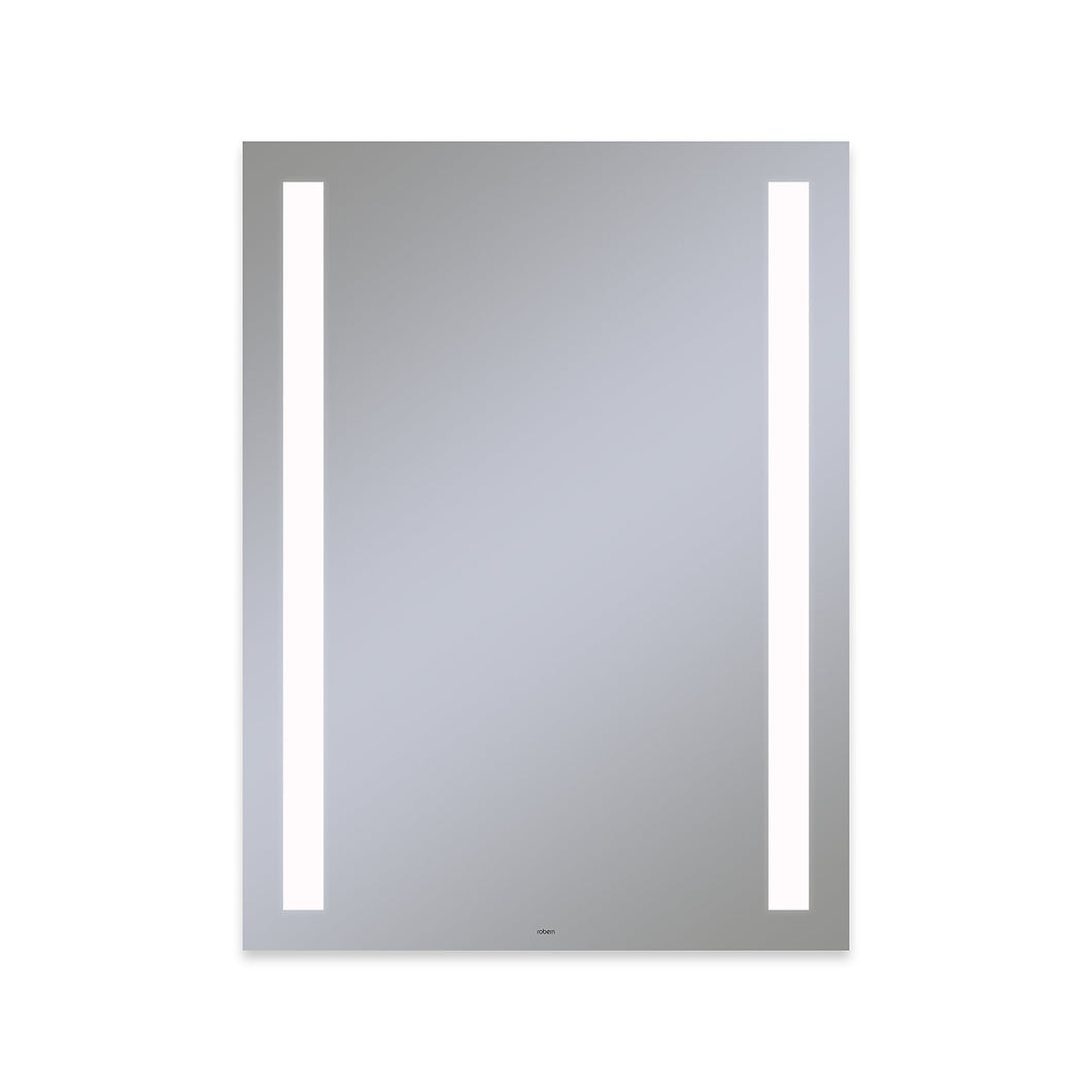 Vitality 30" x 40" x 1-3/4" rectangle lighted mirror with column light pattern, 4000 kelvin temperature (cool light), dimmable and defogger