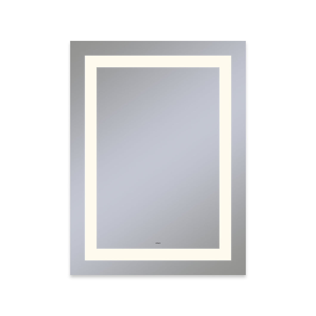 Vitality 30" x 40" x 1-3/4" rectangle lighted mirror with inset light pattern, 2700 kelvin temperature (warm light), dimmable and defogger