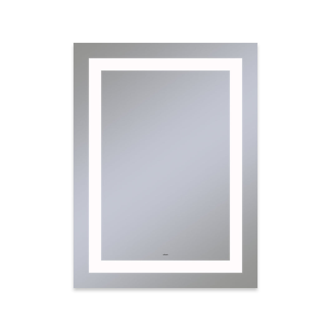 Vitality 30" x 40" x 1-3/4" rectangle lighted mirror with inset light pattern, 4000 kelvin temperature (cool light), dimmable and defogger