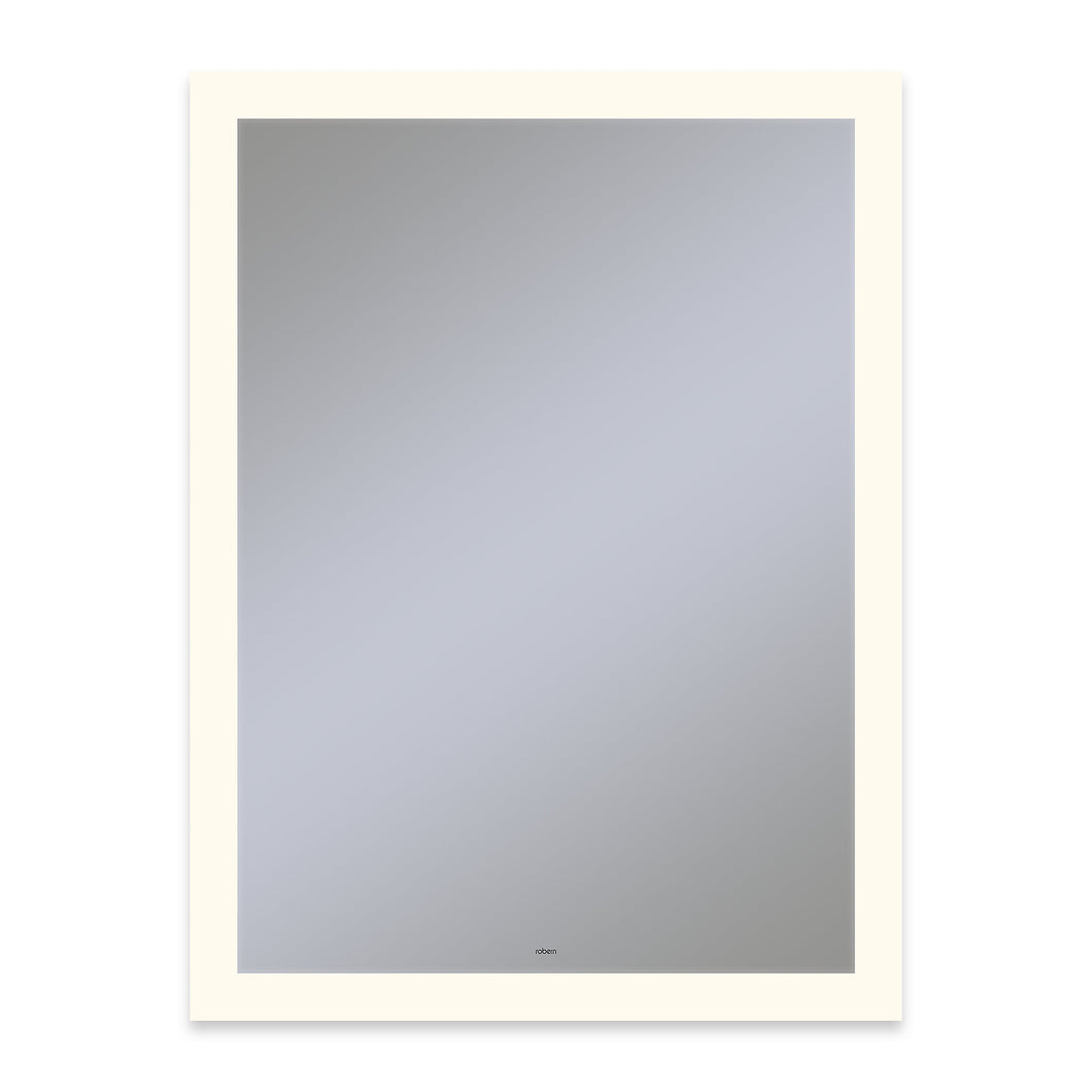 Vitality 30" x 40" x 1-3/4" rectangle lighted mirror with perimeter light pattern, 2700 kelvin temperature (warm light), dimmable, defogger, tested and certified to California Title 24 standards and meets JA8 2016 requirements