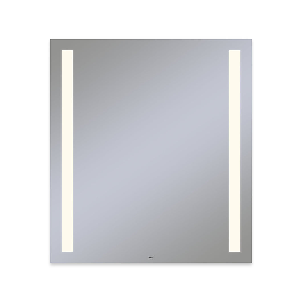 Vitality 36" x 40" x 1-3/4" rectangle lighted mirror with column light pattern, 2700 kelvin temperature (warm light), dimmable and defogger