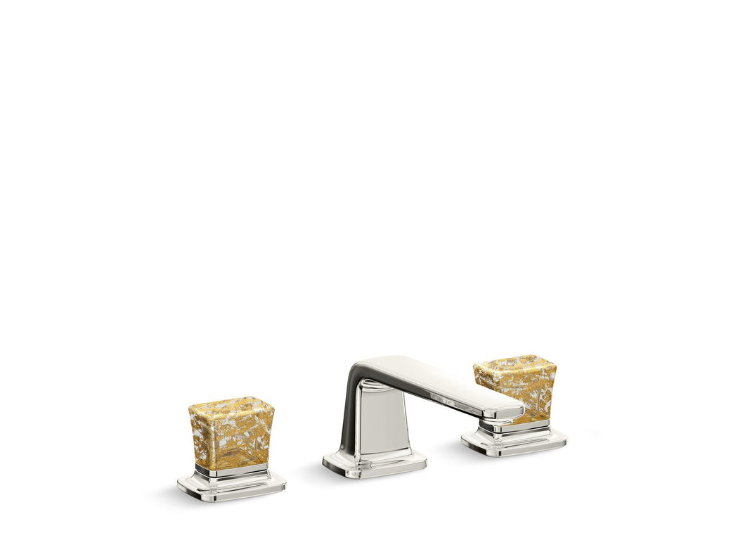 Kallista P24705-GF-CP Per Se Decorative Sink Faucet, Low Spout, Gold Flake Crystal Knob Handles