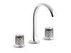 Kallista P25051-SLG-CP Script Sink Faucet, Arch Spout, Saint-Louis Crystal, Flannel Grey Knob Handles