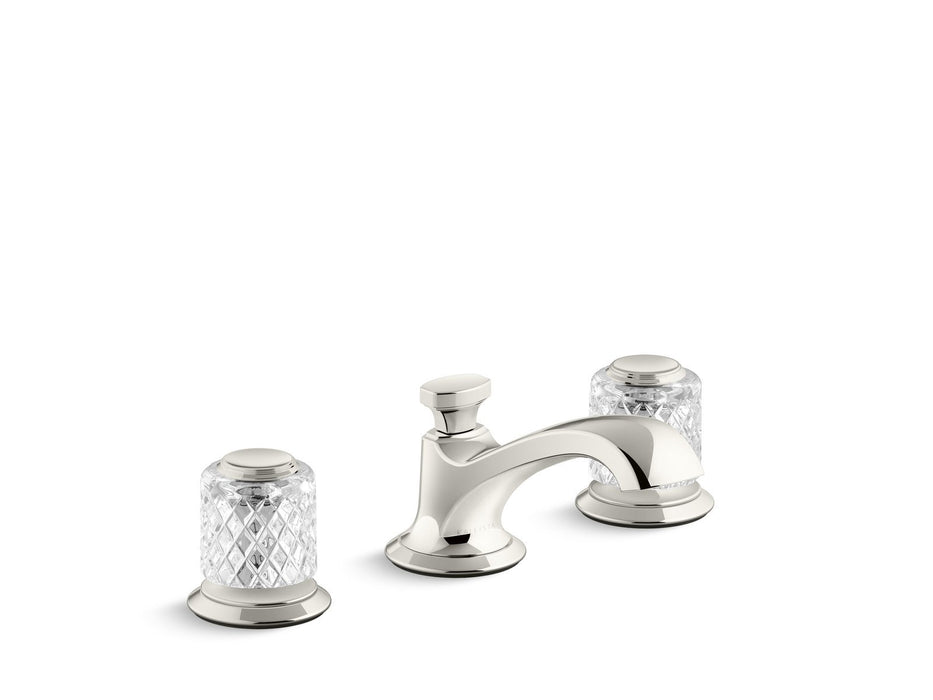 Kallista P25050-SLC-CP Script Sink Faucet, Low Spout, Saint-Louis Crystal, Clear Knob Handles