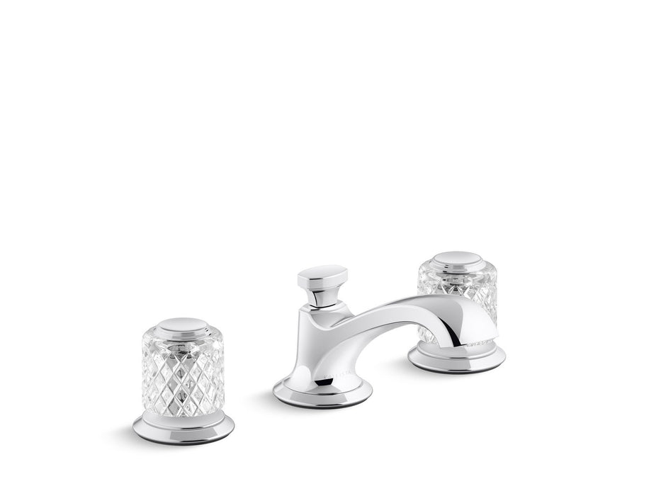 Kallista P25050-SLC-CP Script Sink Faucet, Low Spout, Saint-Louis Crystal, Clear Knob Handles