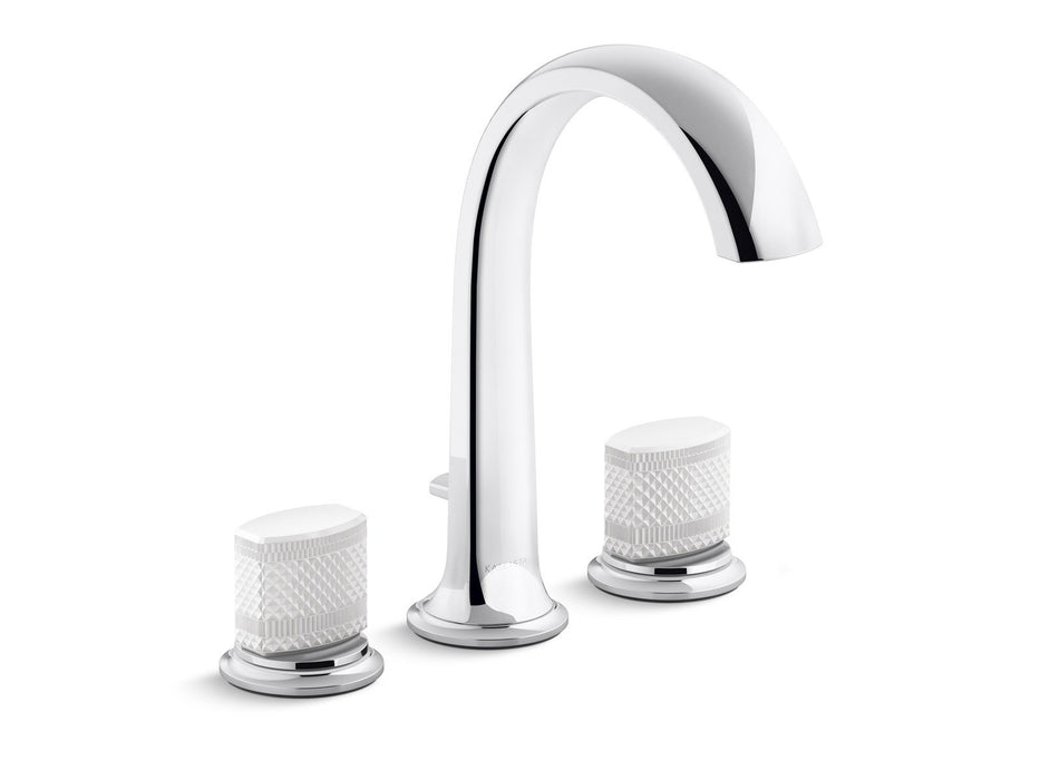 Kallista P25057-CMC-CP Script Sink Faucet, Arch Spout, White Porcelain Knob Handles