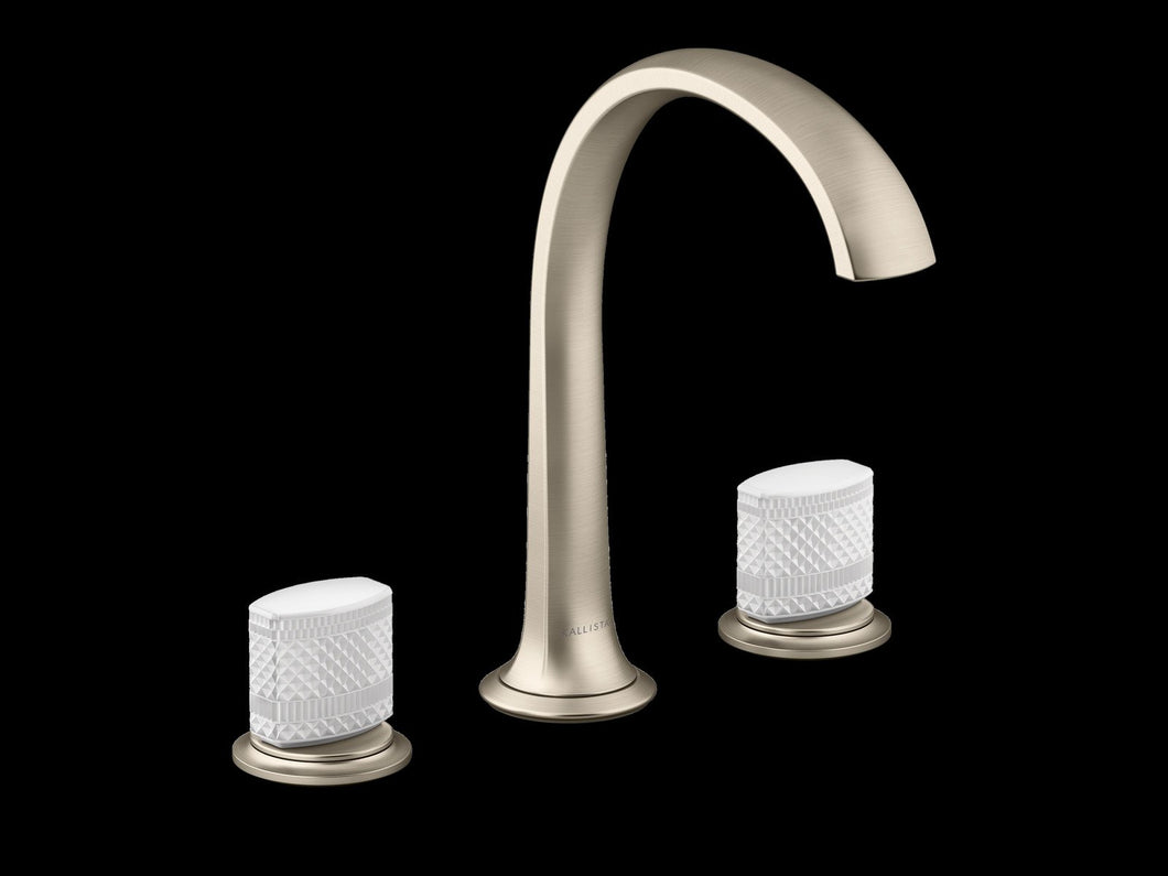 Kallista P25057-CMC-CP Script Sink Faucet, Arch Spout, White Porcelain Knob Handles