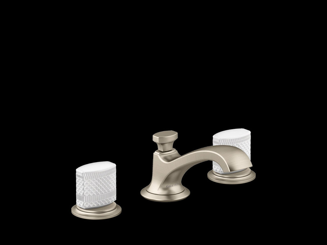 Kallista P25056-CMC-CP Script Sink Faucet, Low Spout, White Porcelain Knob Handles