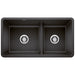 BLANCO 442525 Precis Reversible 1-3/4 Double Bowl Kitchen Sink with Low Divide - Anthracite