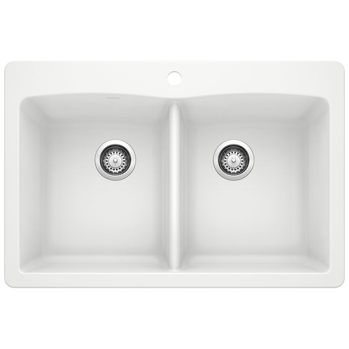 BLANCO 440221 Diamond Equal Double Dual Mount Kitchen Sink - White
