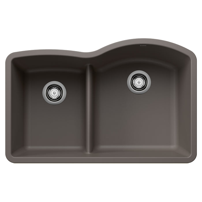 BLANCO 443103 Diamond 1-3/4 Reverse Double Bowl Kitchen Sink with Low Divide - Volcano Gray