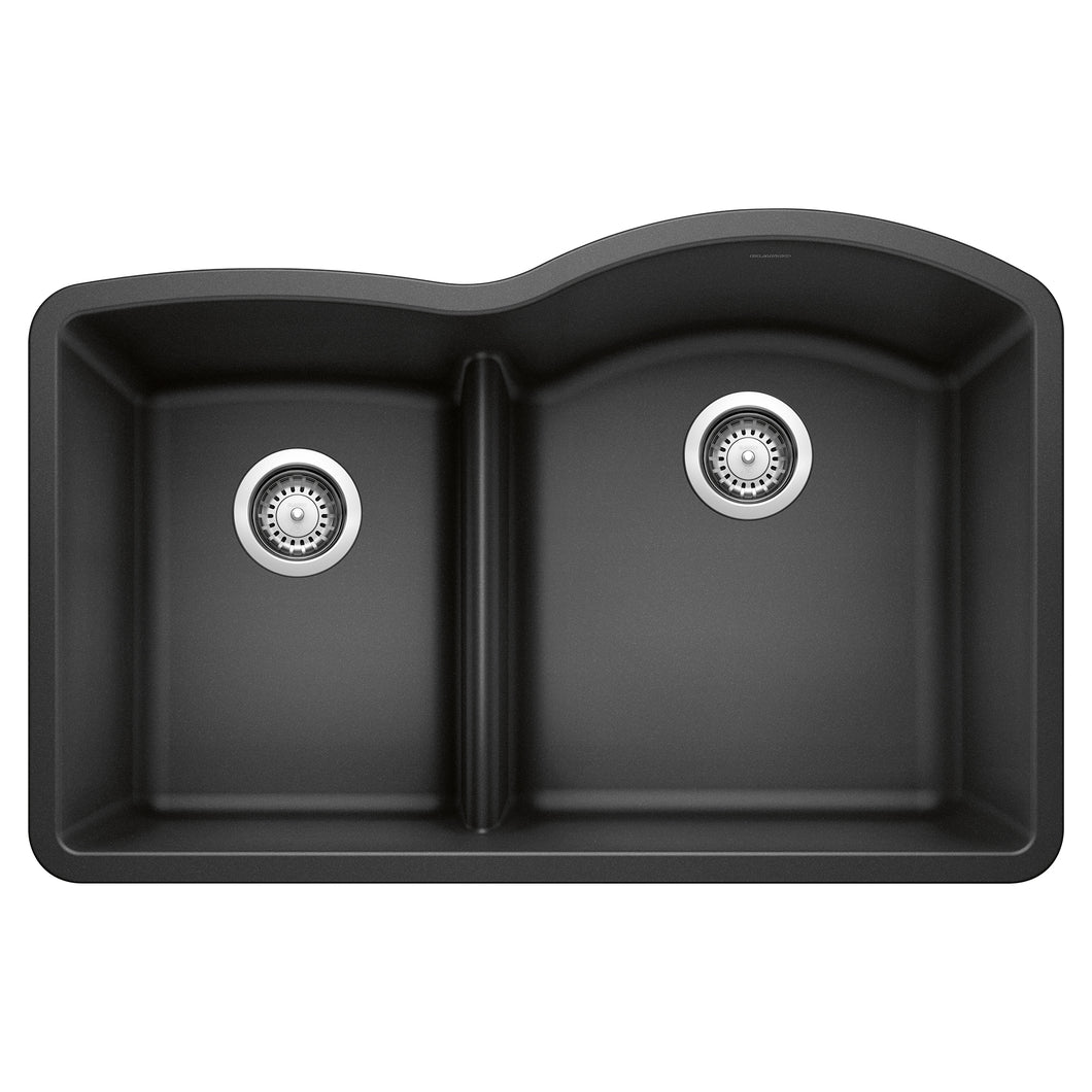 BLANCO 441598 Diamond 1-3/4 Reverse Double Bowl Kitchen Sink with Low Divide - Anthracite