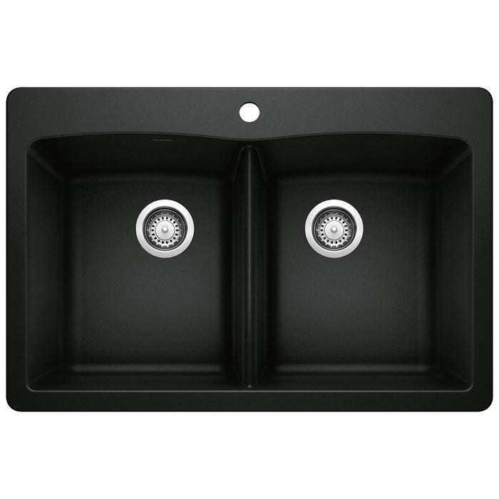 BLANCO 442912 Diamond Equal Double Dual Mount Kitchen Sink - Coal Black